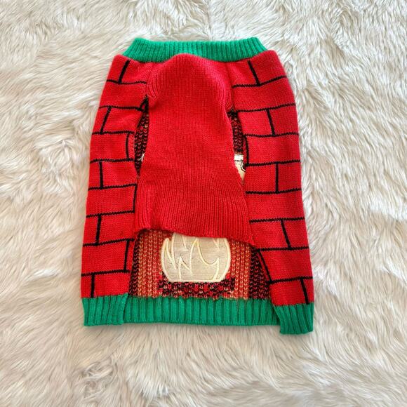 Dog Ugly Christmas Sweater Fireplace Stockings Bells Medium - Picture 2 of 8